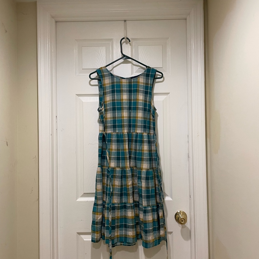 Plaid Kids Dress in Blue and Yellow